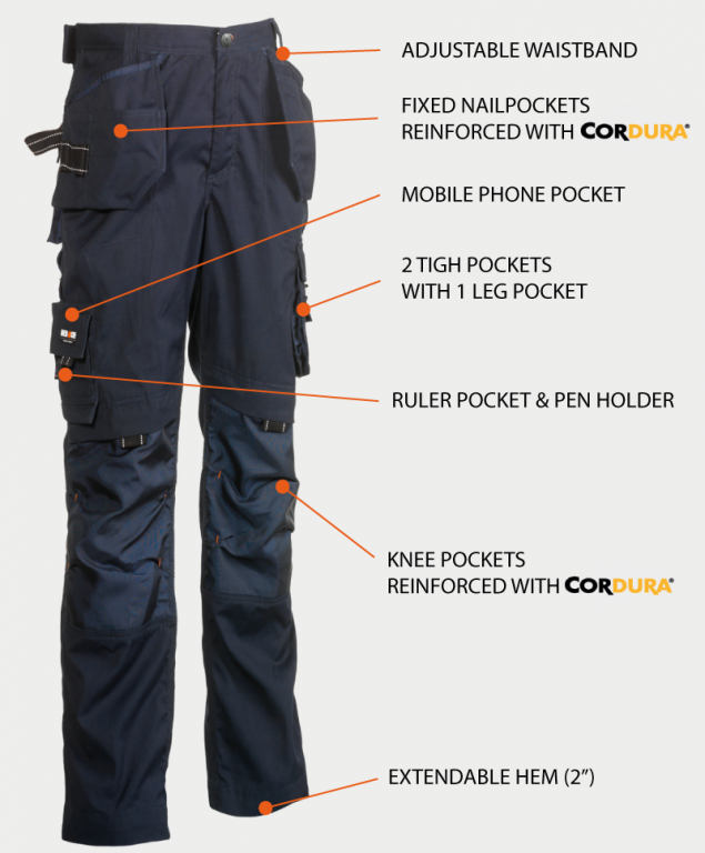 White Details about   Herock Dagan 23MTR1101 Kneepad Holster Work Trousers 